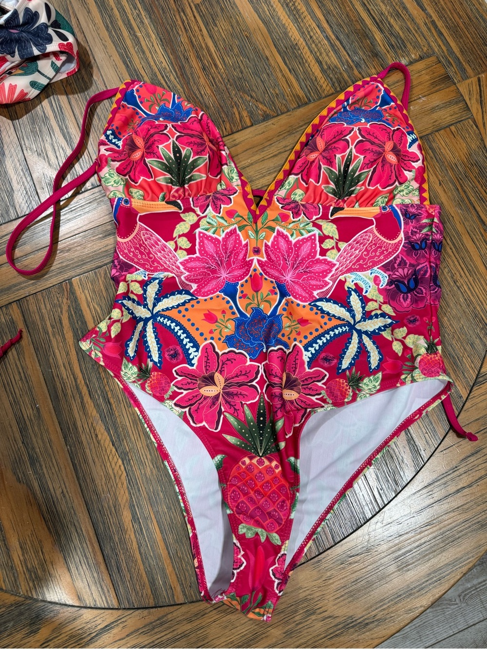 Tropical Floral One-Piece Swimsuit - Pink Multi